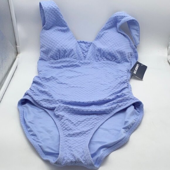 Lands' End Women's Grecian One-Piece Swimsuit with Shirring Detail Blue Size XS - Picture 10 of 11